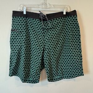 J. CREW Long BoardShorts Swim Trunks SZ 36 Green Blue Never Worn